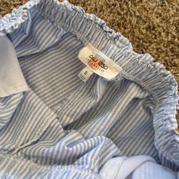 Cali 1850 Striped Side Tie Pull-On Cotton Pants - Light Blue Size Small - Picture 10 of 12